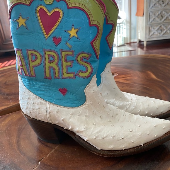 Miron Crosby Apres Ski Pearlized Full Quill Ostrich Cowboy Boots size 9 - Picture 3 of 6